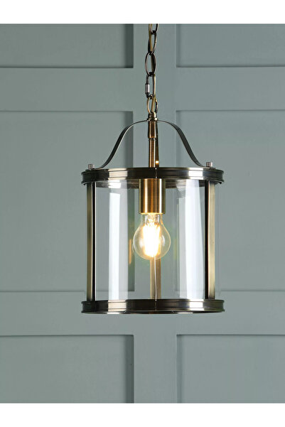 ASR Vintage Antik Görünümlü Eskitme Gold Renk Kaplama Metal Kafeste Cam Aydınlatma Avize