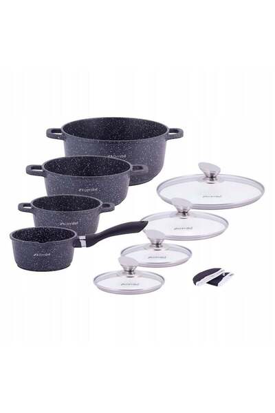 Kamille Set de 4 oale de gătit, Kamille, fabricate din aluminiu/marmură, 1,35 L / 1,25 L / 2,3 L / 4,5 L,