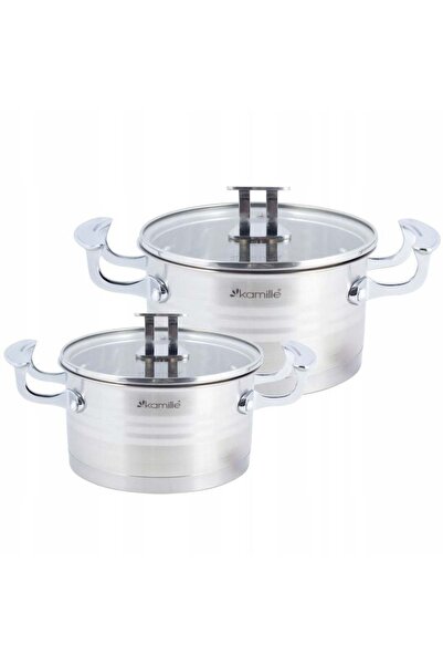 Kamille Set de oale KM-5860, din inox, cu 5-straturi inductie, cu capac de st...