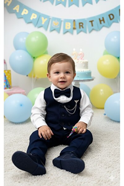 Serackids Yelekli Bebek Çocuk Takım Elbise Set
