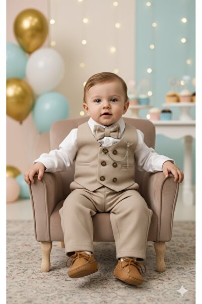 Serackids Yelekli Bebek Çocuk Takım Elbise Set