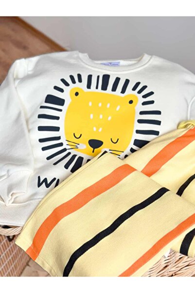 Pinkitokids Sweet Lion Wild One Sweatshirt and Woven Pants Set