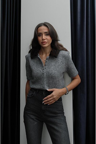 Havoş Anthracite Leopard Fur Detailed Sweater