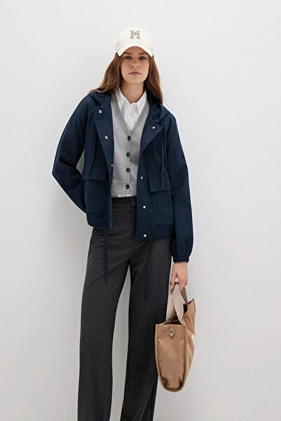 Mavi Women's Regular Fit Hooded Navy Blue Jacket