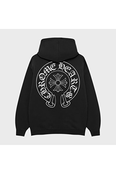 TRAGEDY هودي سويت شيرت كبير الحجم مطبوع عليه شعار كروم هارتس بثلاثة خيوط للجنسين