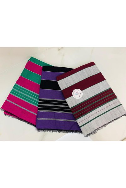 FAMU PAZARLAMA Local Peştemal 3-Piece Set Gray & Purple & Green