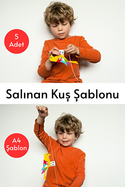 Organik Yolda Salınan Kuş Şablonu, 5 Adet A4 Boyutta Kalın ve Sert Kağıttan.