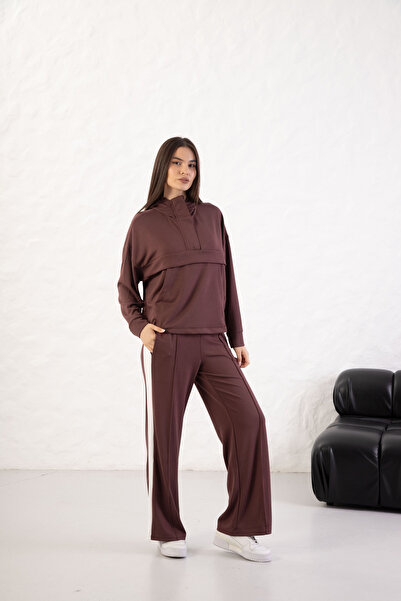 YusGos Women's Comfortable Fit Long Sleeve Half Zipper Modal Fabric Kangaroo Pocket Hooded Sweatshirt (Plum)