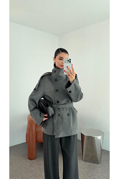 HAZELANNA معطف رمادي فاخر