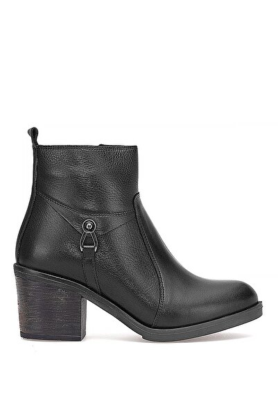 Voyager 9361 Γυναικείες μπότες με τακούνι από γνήσιο δέρμα μαύρο