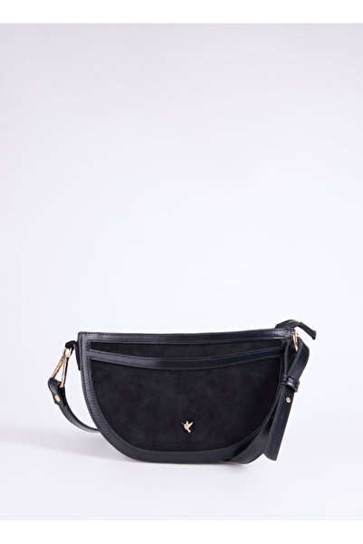 Fabrika Süet Siyah Kadın Çapraz Çanta HERA-GANDER