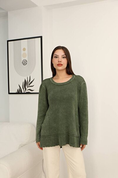 AYASOFYA OTANTIK بلوزة نسائية من القطن التريكو فضفاضة كبيرة الحجم بتفاصيل عتي...