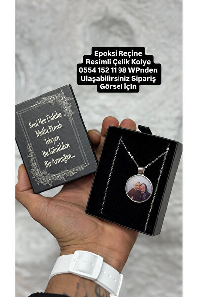 Çelik Resimli Epoksi Kolye - Özel Hissettirecek Hediye