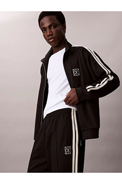 Calvin Klein Erkek Beli Lastikli Uzun Boy CK Yazı Çift Şerit Siyah Eşofman Altı LV04LD221G-UB1