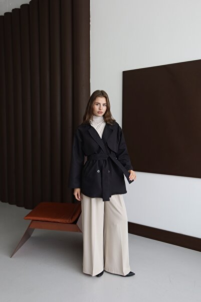 BY SE'MAS WEAR Premium Kısa Rüzgarlıklı Dört Düğmeli Trençkot