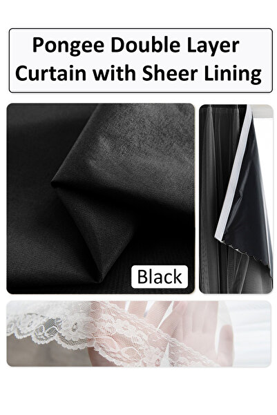 Generic Velcro Curtains with Sheer, 100% Blackout, 1 Panel, 2mW *2.3mH, Fits Windows 1-1.3m Wide, #Black