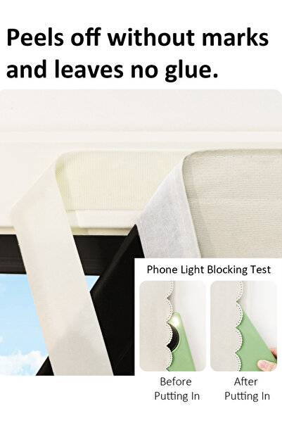 Generic Velcro Curtains, 100% Blackout, 1 Panel, 2mW *2.7mH, Fits Windows 1-1.3m Wide, Black