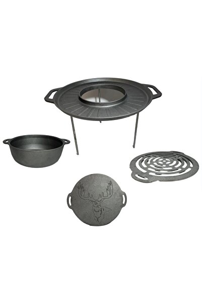 JollyMag Grilovací tanier, fonta, tip grill, cu picioare, sada 4 dielov, 49,5 cm