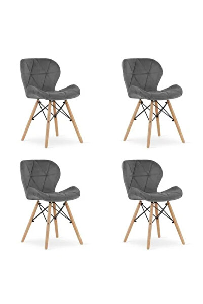 Artool Sada 4 škandinávskych stoličiek, Artool, Lago Velvet, catifea, lemn, gri