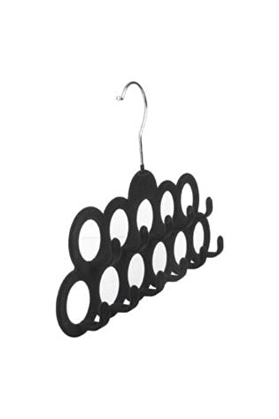 SHOPIENS Agățător negru din catifea pentru curele și genți cu 11 sloturi, 30 cm