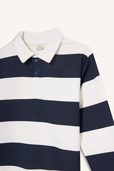 DeFacto Erkek Çocuk Polo Yaka Çizgili Sweatshirt F5750A825AU