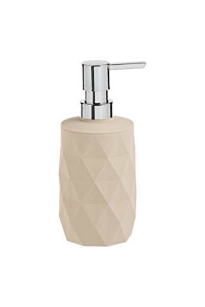 SHOPIENS Plastic Beige Soap Dispenser with Diamond Pattern for Liquid Soap 380 ml