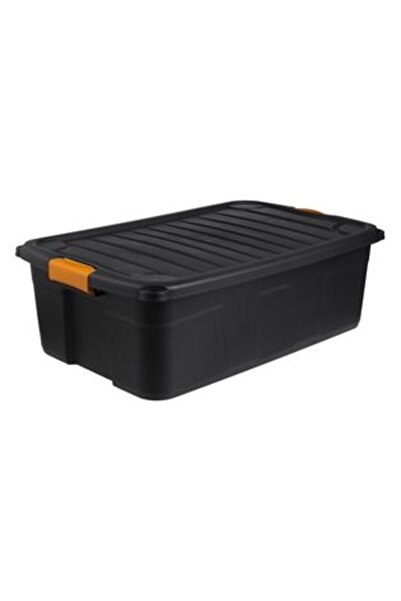 SHOPIENS Large Durable Black Plastic Storage Box 60 L