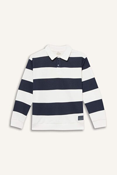 DeFacto Erkek Çocuk Polo Yaka Çizgili Sweatshirt F5750A825AU