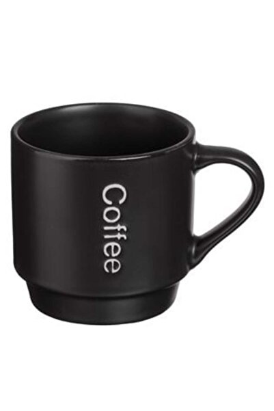 SHOPIENS Cană ceramică neagră cu design în relief cu cafea, 320 ml