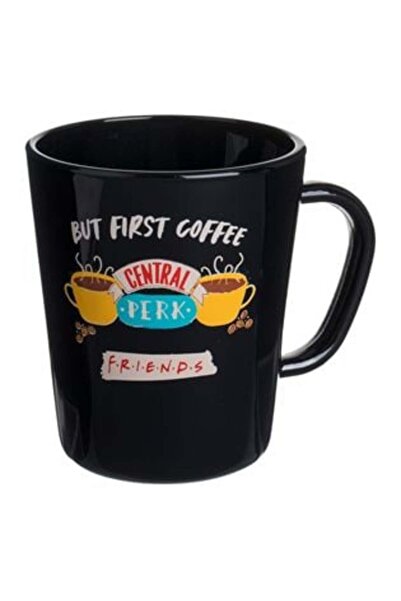 SHOPIENS Cană de sticlă neagră cu modelul „Friends Central Perk” 360 ml