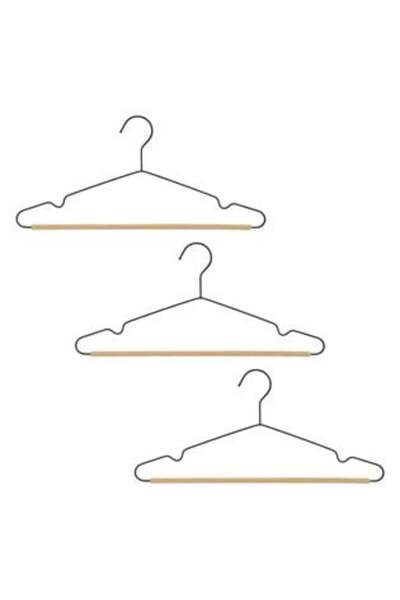 SHOPIENS Cuiere metalice negre cu bază din lemn 42 cm - 3 buc