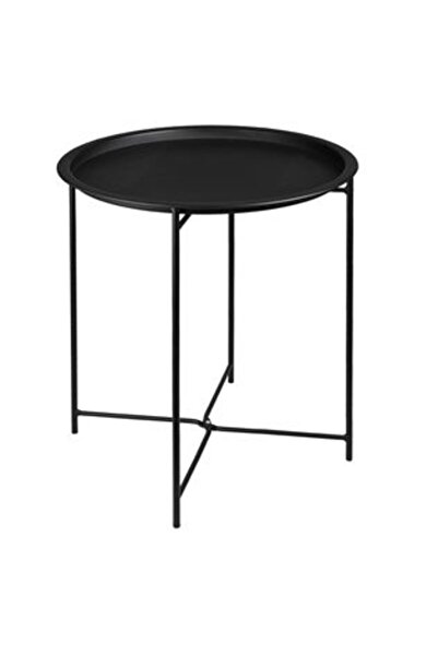 SHOPIENS Masă auxiliară din metal negru pentru balcon Ø46 x 52 cm