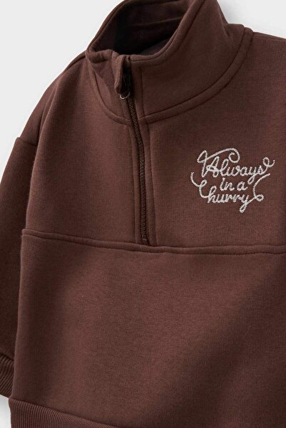 DeFacto Erkek Bebek 2li Takım Baskılı Yarım Fermuarlı Sweatshirt Eşofman Altı G1126A525WN