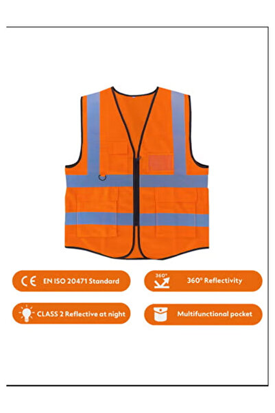 Generic Pack of 6 High Visibility Multi Use Vest Safety and Utility in Bright Orange