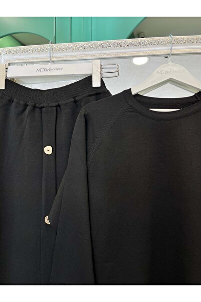 MERAM BUTİK Adn Mercerized Skirt Suit - Black - 2