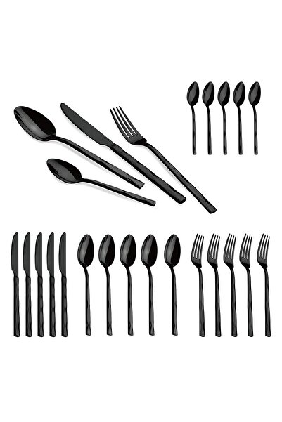 Berlinger Haus Sada příborů z nerezové oceli, 24 kusů, Berlinger Haus, kolekce Black Mirror, BH/3074, černá