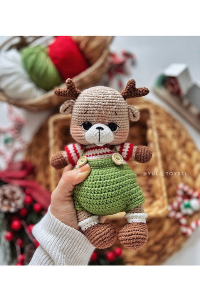 BABYBOUTİQUEHOUSE Amigurumi yeşil tutumlu geyik