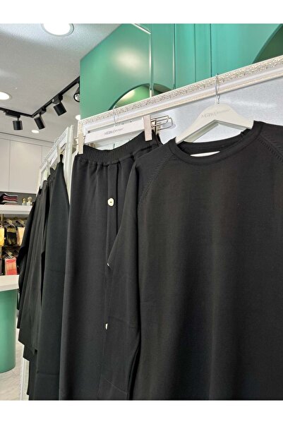 MERAM BUTİK Adn Mercerized Skirt Suit - Black - 2