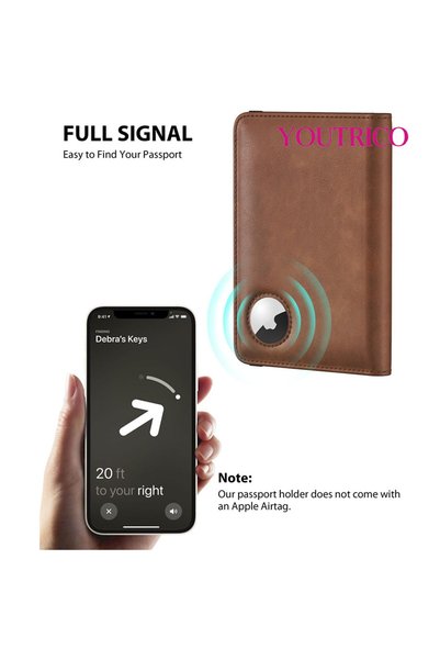 Youtrico حامل جواز سفر السفر، حامل جواز سفر Air Tag، حافظة حماية جواز السفر، بدون Airtag،