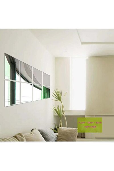 VILILY 4-Piece Grey Mirror Stickers 30x30cm