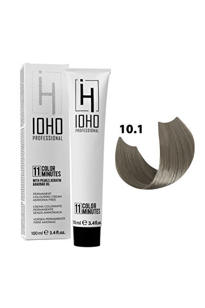 Ioho Professional Hair Dye 10.1 Permanent Ammonia Free - Color 11 Minutes Extra Very Light Ash Blonde - I