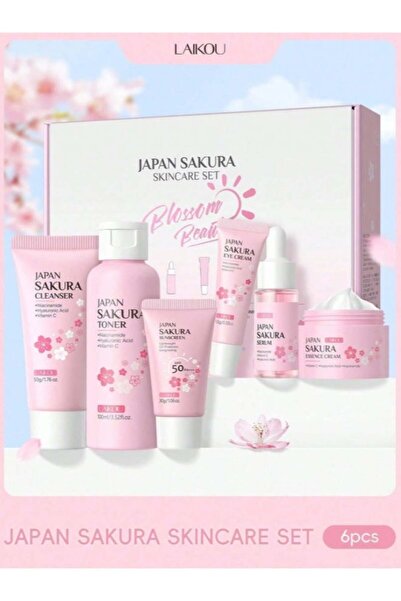 LAIKOU مجموعة العناية بالبشرة اليابانية المغذية بعمق من بلوسوم بيوتي، 6 قطع
