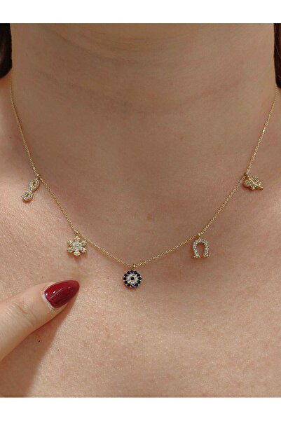 nasipkuyumcu 14 AYAR CHARM ŞANS ÖZEL TASARIM ALTIN KOLYE KLY01223