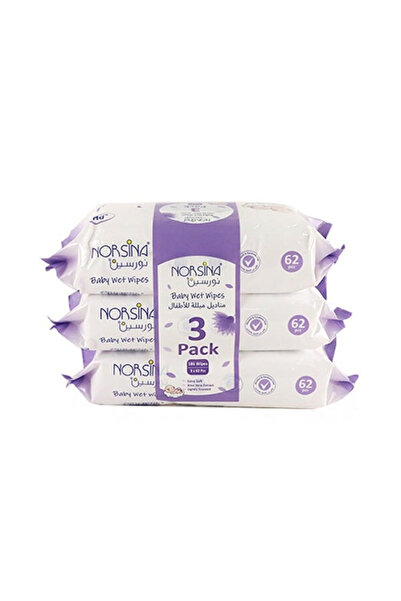 Norsina نورسينا مناديل اطفال بنفسجي 3 × 62 منديل