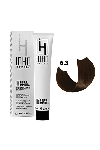 Ioho Professional Hair Dye 6.3 Permanent Ammonia Free - Color 11 Minutes Dark Golden Blonde -