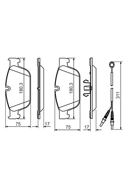 Bosch Комплект накладки за дискови спирачки Citroen C5 3/C6/DS4 Peugeot 308 1...