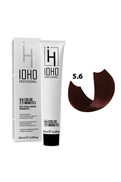 Ioho Professional Hair Dye 5.6 Permanent Ammonia-Free - Color 11 Minutes Light Red Brown -
