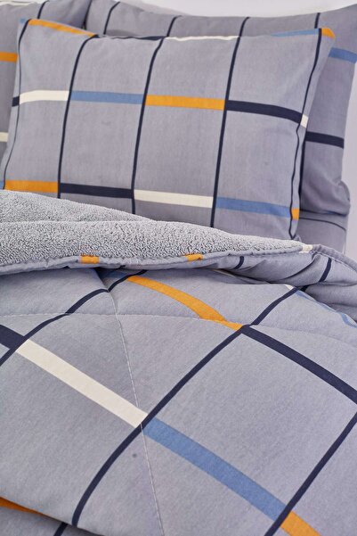 Arma Concept Double Size Checkered Pattern Double-Sided Welsoft Pufidik Silicone Quilt 195X215 + 2 Pillowcases