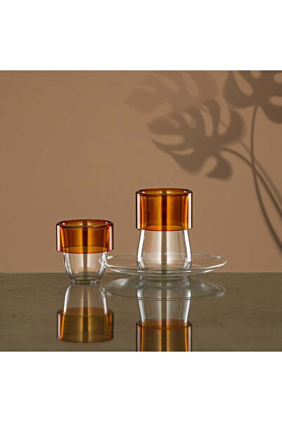 Radin Almarjan Tea Set Borosilicate Glass Amber & Clear 18 Pieces (GLS 0010140+GLS 0010143) – Elegant Se