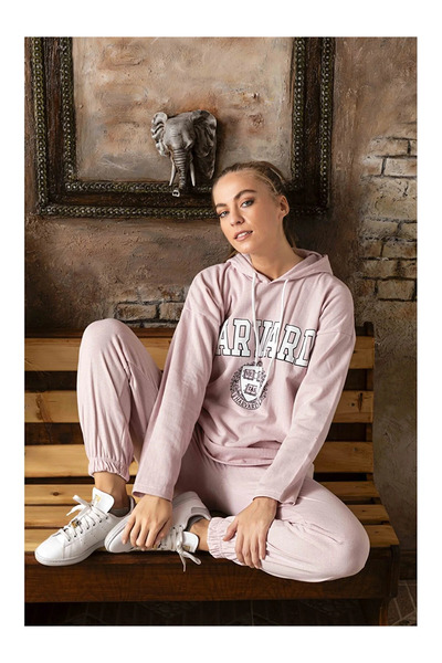 Ercan Ροζ φόρμα με κουκούλα